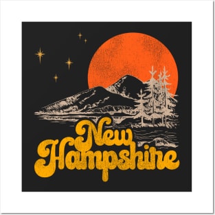 Vintage State of New Hampshire Mid Century Distressed Aesthetic Posters and Art